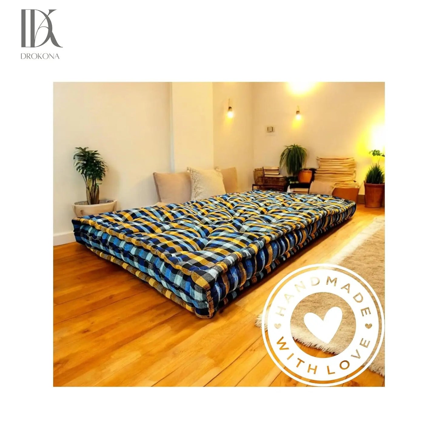 Drokona SleepSmart Soft Cotton Filled Mattress Gadda Soft & Reversible, Pure Cotton Fabric, Firm Gadda for Floor & Bed (Multicolor) Amazon