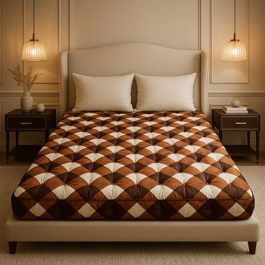 Drokona CloudRest Sapphire Dream Soft Cotton Filled Quilt Mattress Gadda Soft & Reversible, Pure Cotton Fabric, Firm Gadda for Floor & Bed (Amber)