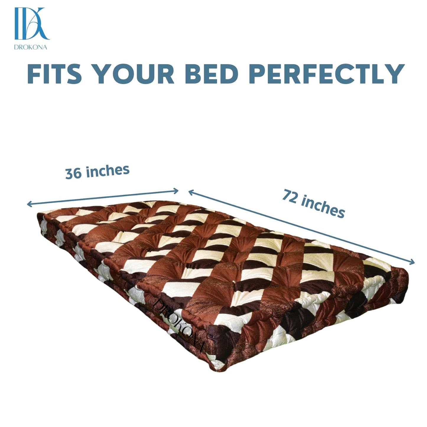 Drokona CloudRest Sapphire Dream Soft Cotton Filled Quilt Mattress Gadda Soft & Reversible, Pure Cotton Fabric, Firm Gadda for Floor & Bed (Amber)