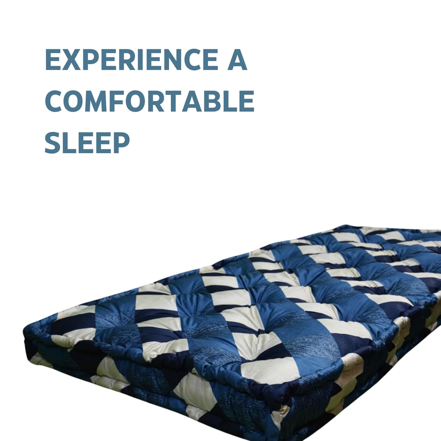 Drokona CloudRest Sapphire Dream Soft Cotton Filled Quilt Mattress Gadda Soft & Reversible, Pure Cotton Fabric, Firm Gadda for Floor & Bed (Sapphire)