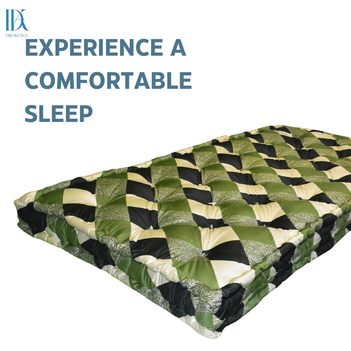 Drokona CloudRest Emerald Dream Soft Cotton Filled Quilt Mattress Gadda Soft & Reversible, Pure Cotton Fabric, Firm Gadda for Floor & Bed (Emerald)