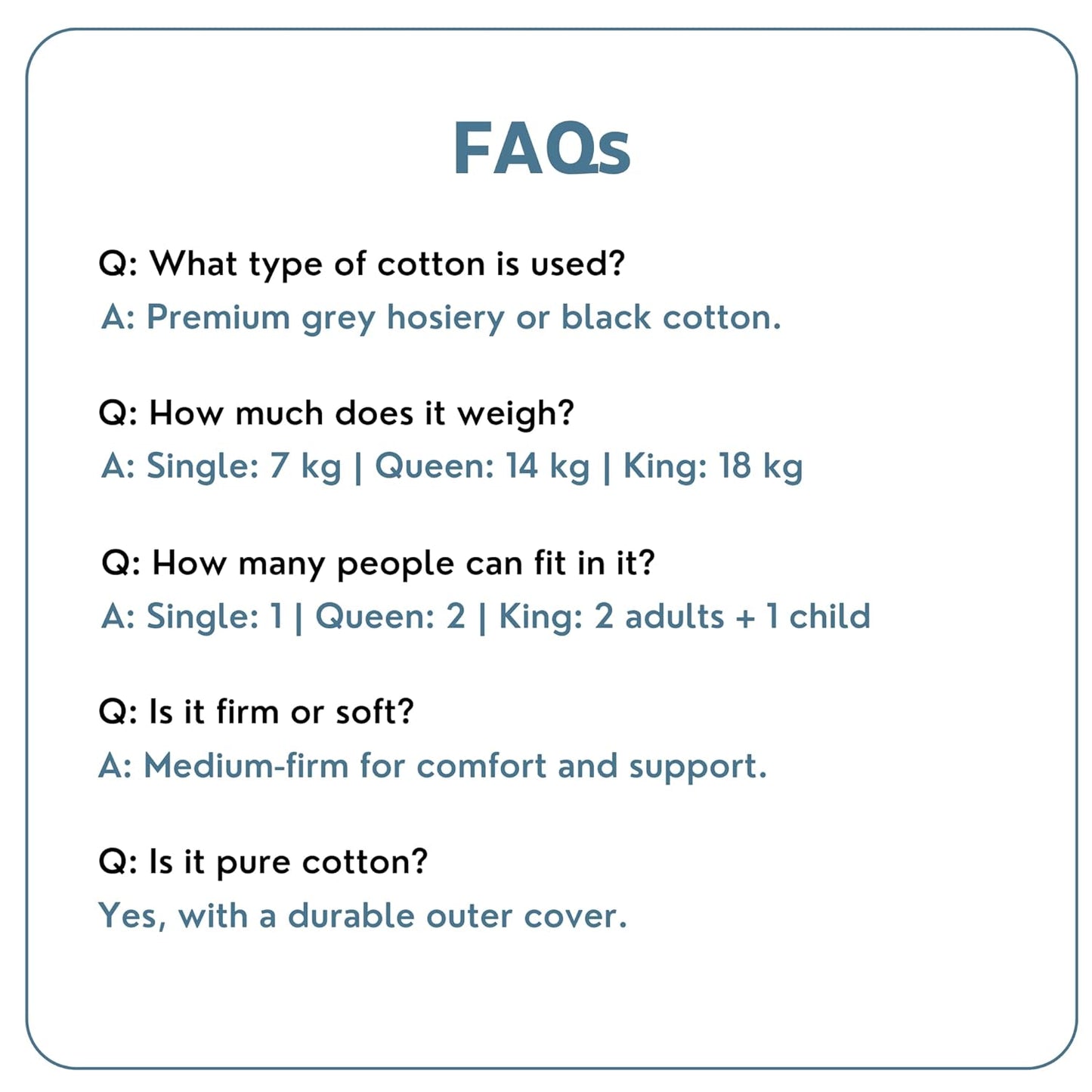 Drokona CloudRest Sapphire Dream Soft Cotton Filled Quilt Mattress Gadda Soft & Reversible, Pure Cotton Fabric, Firm Gadda for Floor & Bed (Sapphire)