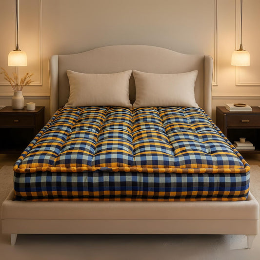 Drokona SleepSmart Soft Cotton Filled Mattress Gadda Soft & Reversible, Pure Cotton Fabric, Firm Gadda for Floor & Bed (Multicolor)