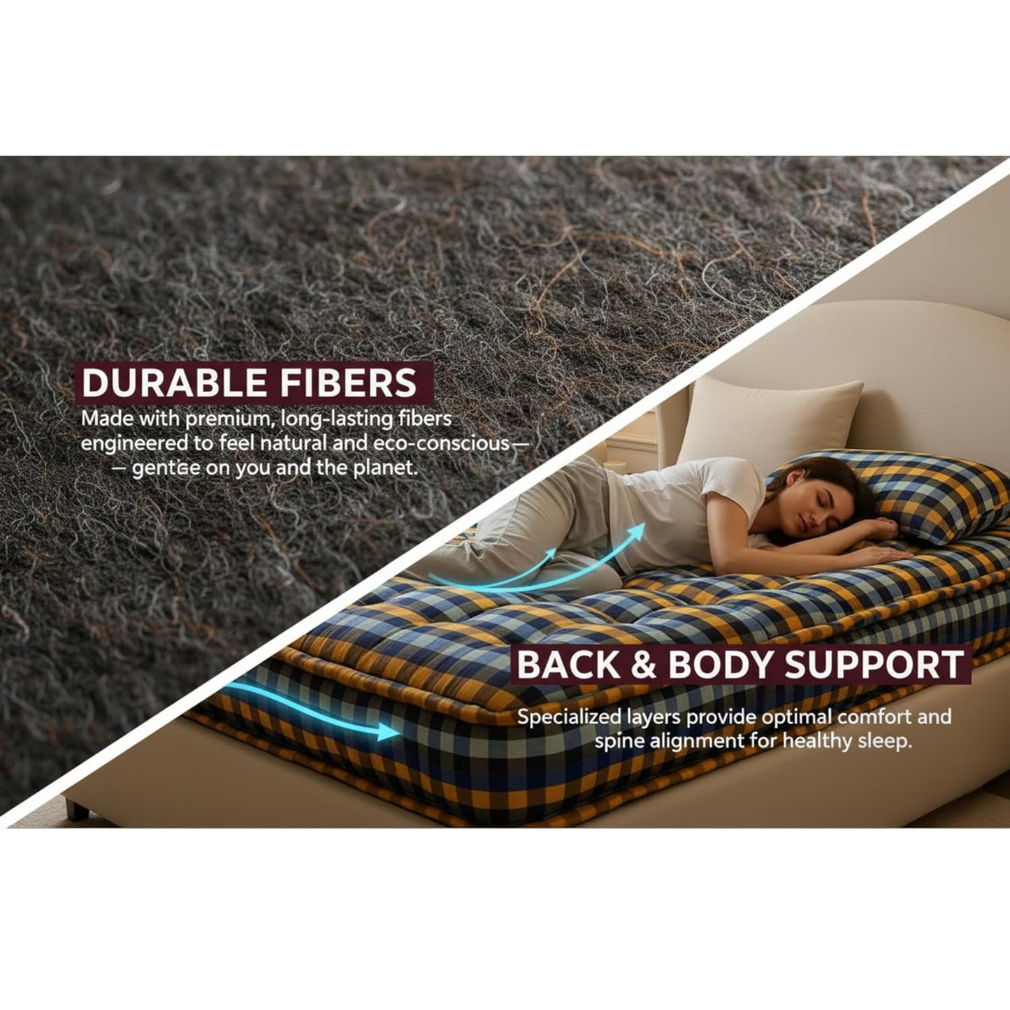 Drokona SleepSmart Soft Cotton Filled Mattress Gadda Soft & Reversible, Pure Cotton Fabric, Firm Gadda for Floor & Bed (Multicolor)