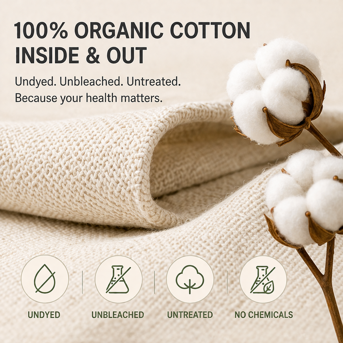 Naturel Undyed Fabric Cotton Mattress 5 Inch | 100% Cotton in & Out | Zero Chemical | Single Double King | Breathable Orthopedic Gadda |Made to Order