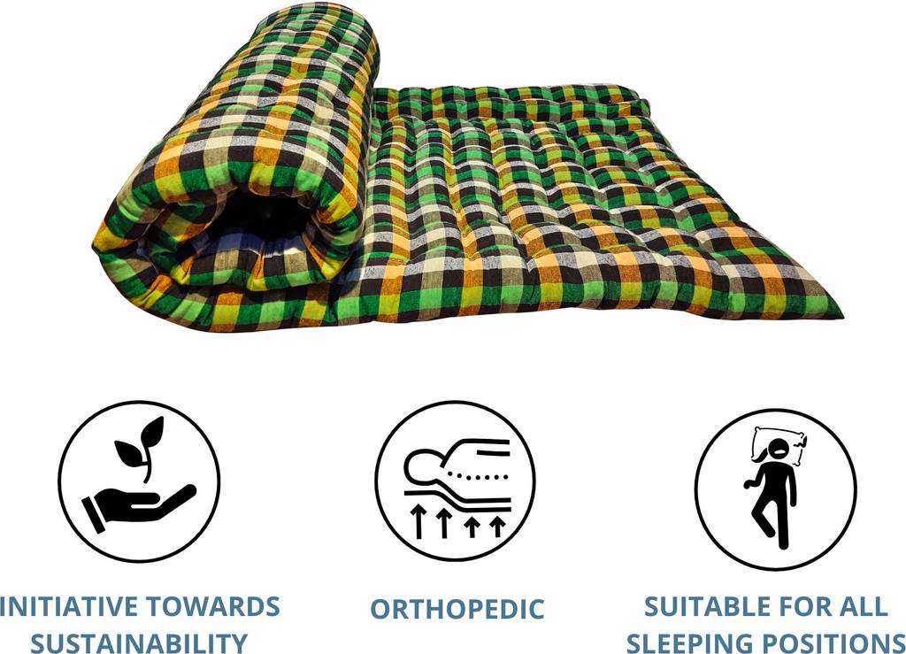 Anand Textile Check 4 inch Single Cotton Mattress