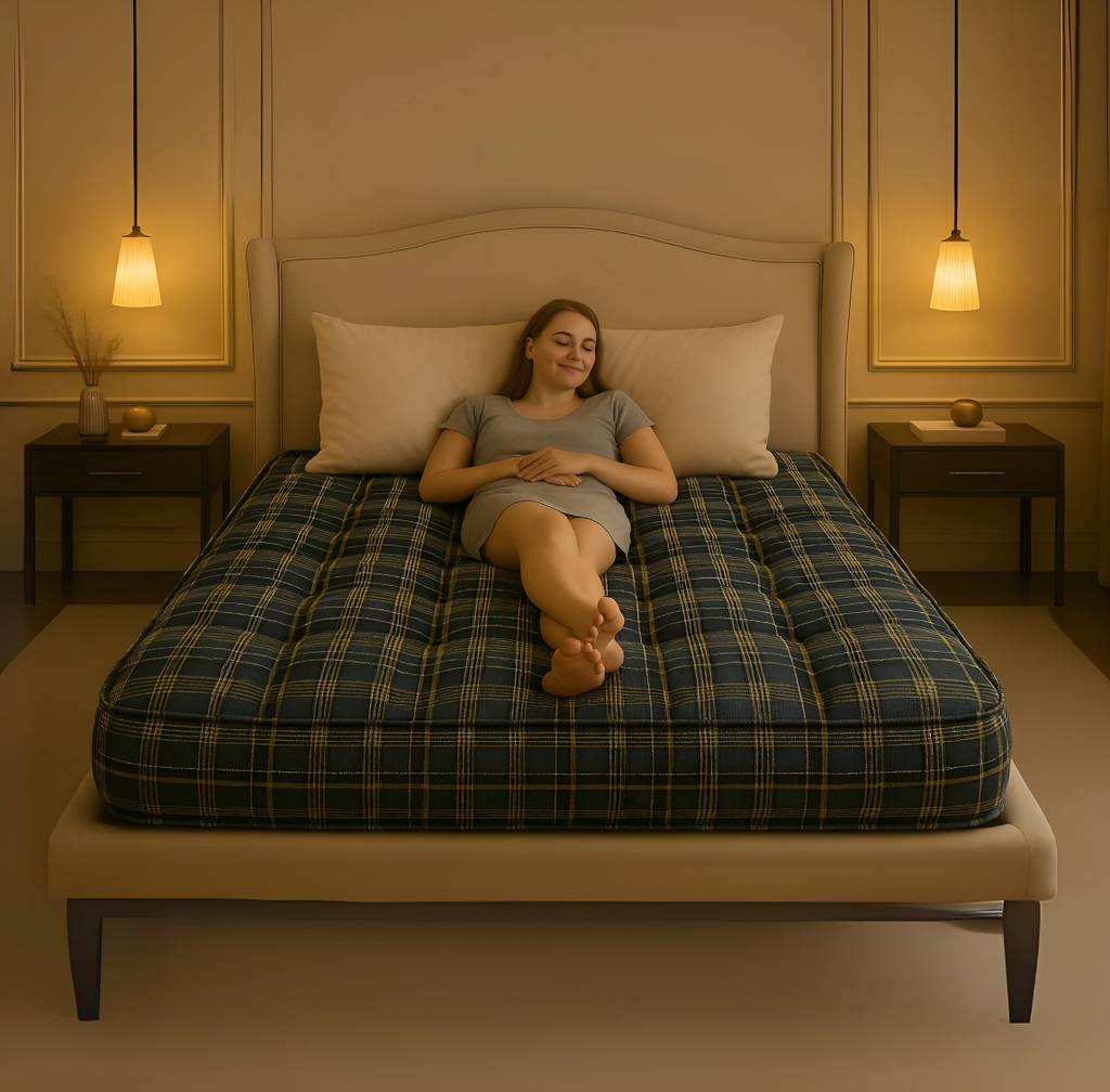 Anand Textile Check 4 inch Single Cotton Mattress